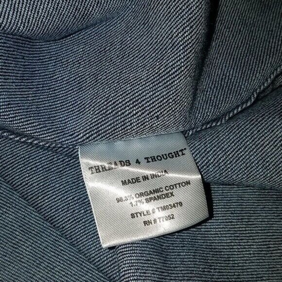 NWT Threads 4 Thought Button Down Shirt Blue Denim Pinstripe XL - Picture 6 of 6
